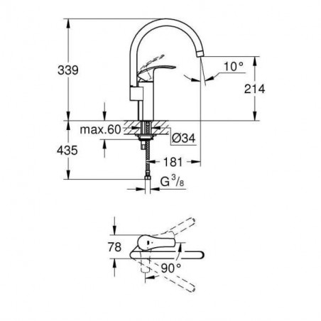 EUROSMART high spout sink mixer