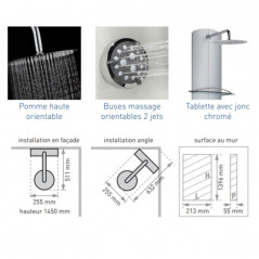 Totem Alu multifunction shower column, mechanical mixer, aluminum