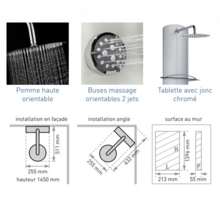 Totem Alu multifunction shower column, mechanical mixer, aluminum