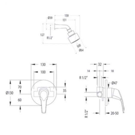 AQUANOVA PLUS concealed shower mixer with hand shower