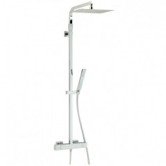 Touareg" square thermostatic shower column, adjustable height, chrome-plated solid brass