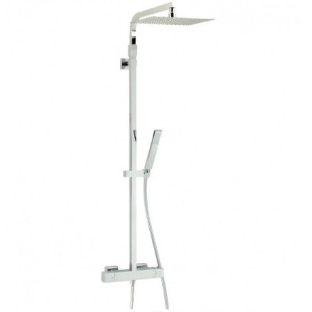 Touareg" square thermostatic shower column, adjustable height, chrome-plated solid brass