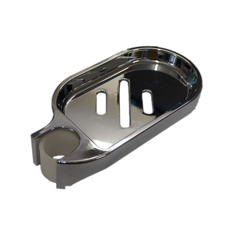 Jabonera cromada para barra de ducha de 25 mm de diámetro
