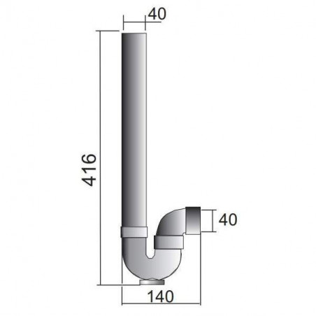 Simple horizontal PVC siphon for washing machine RÉGIPLAST SH - Image 2/2