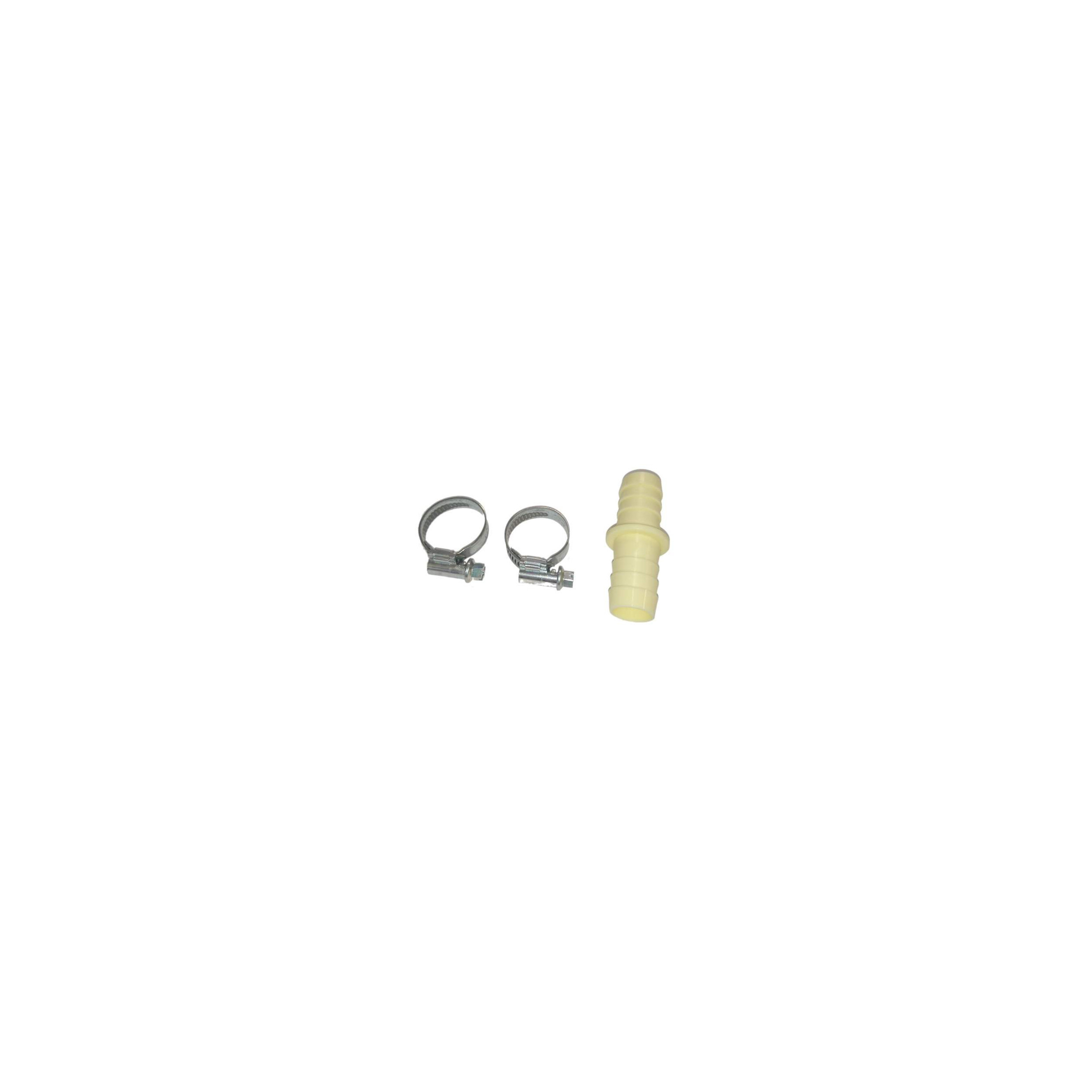 Drain hose connection with clamps