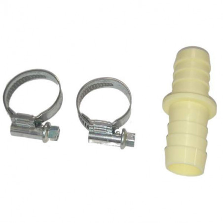 Drain hose connection with clamps