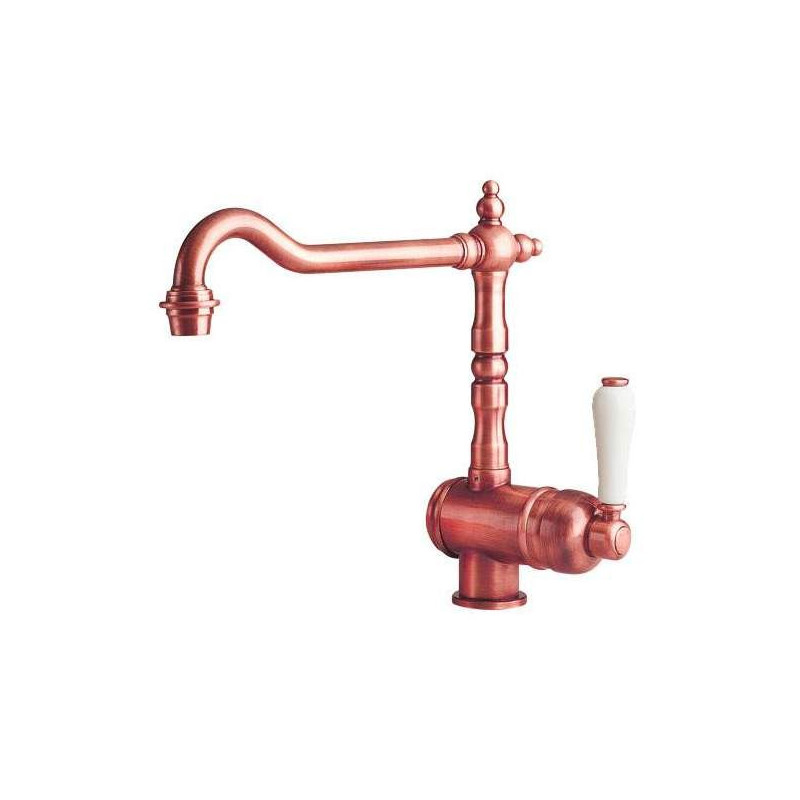 Mezclador de fregadero retro, caño estilo cobre antiguo