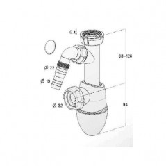 Easyphon washbasin siphon with washing machine connection (0201302)