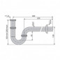 Sifón de lavabo de tubo de latón cromado, 33x42, altura de 150 a 200 mm