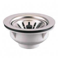 Manual basket sink strainer 90 mm hole, without overflow, chrome-plated stainless steel