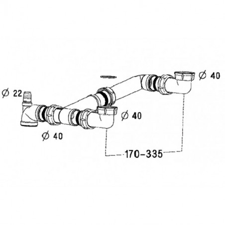 Universal, space-saving double sink socket, washing machine socket