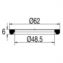 Rubber gasket for washbasin and bidet drain diameter 62 mm