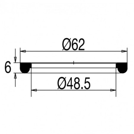 Rubber gasket for washbasin and bidet drain diameter 62 mm