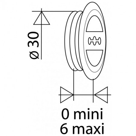 Chrome-plated overflow cover diameter 30, 14 mm for washbasin