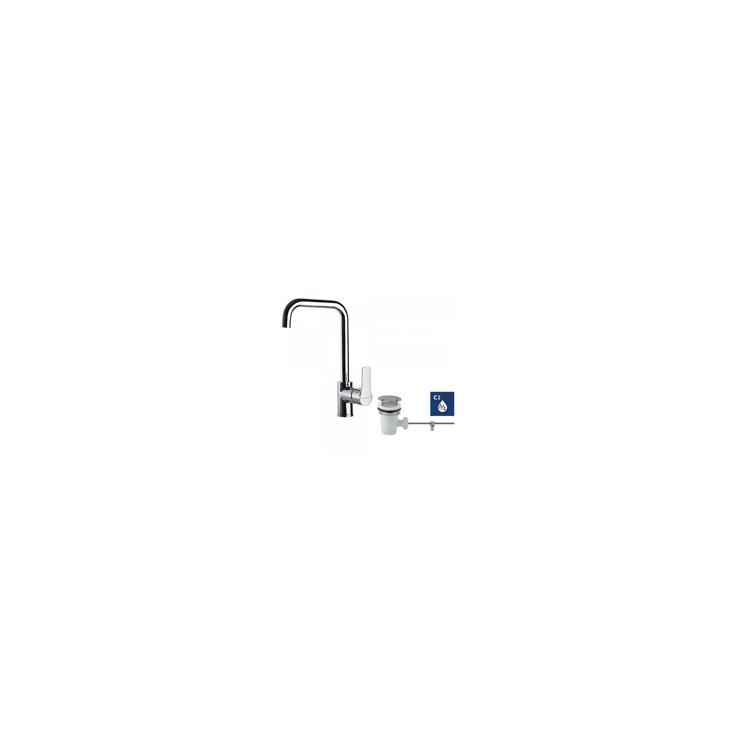 Basin faucet Mitigeur high spout Titanium chrome, pop-up waste