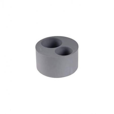 Enchufe reductor de PVC incorporado, macho 100 mm, hembra 50/40 mm.
