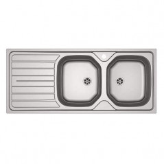 Fregadero de acero inoxidable, encastrado, 2 cubetas 1 escurridor 1160x500 mm, REN621