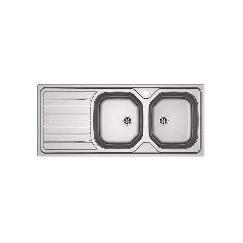 Fregadero de acero inoxidable empotrable 2 cubetas 1 escurridor 1160x500 mm, REN621