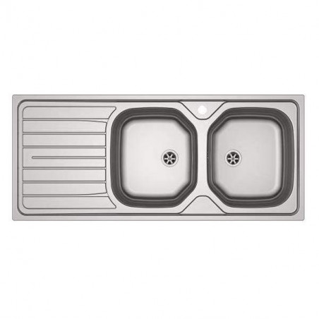 Fregadero de acero inoxidable, encastrado, 2 cubetas 1 escurridor 1160x500 mm, REN621