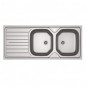 Fregadero de acero inoxidable empotrable 2 cubetas 1 escurridor 1160x500 mm, REN621