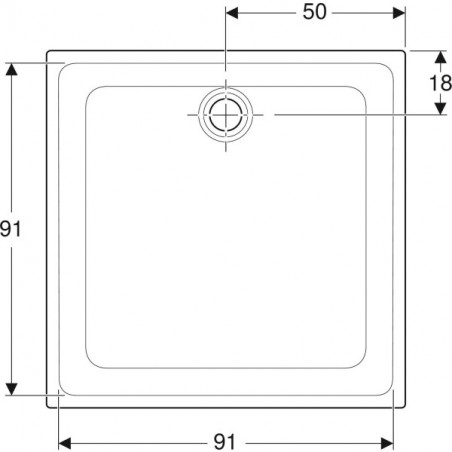 Renova 100x100 ultra-flat inset shower tray, anti-slip