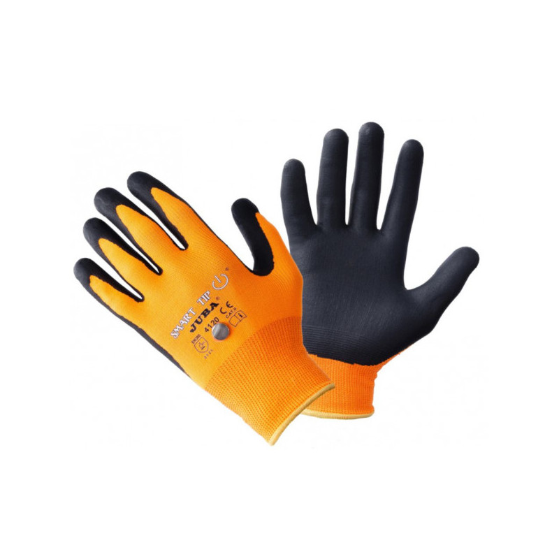 Nitrile-coated glove, screen-compatible, tactile, for precision work, size 10