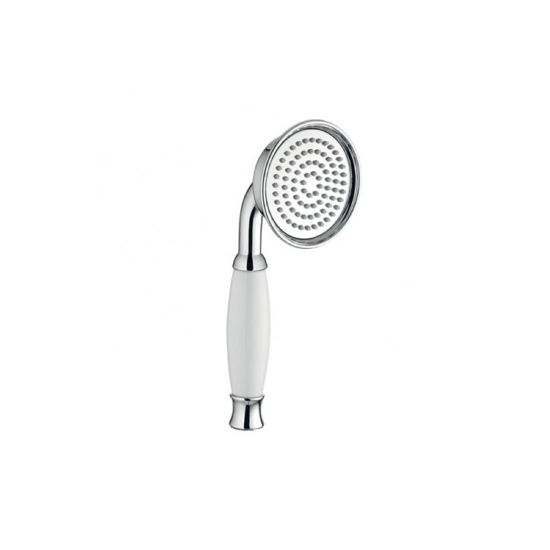 Retro handdouche in wit chroom, wit porselein