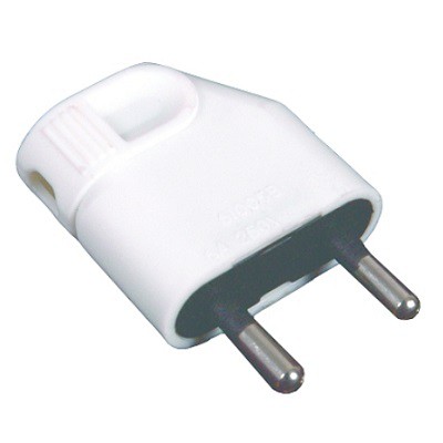 Flat male plug 6A side outlet White