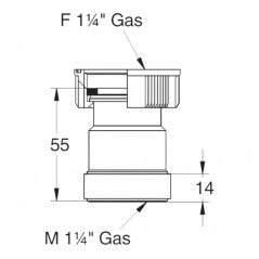 Sifonadapter, wastafelafvoer vrouwelijke draaiende moer 1"1/4 mannelijke 1"1/4
