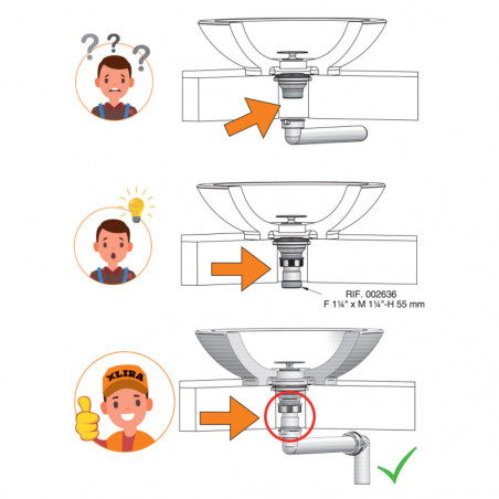 Adattatore sifone, piletta lavabo femmina dado girevole 1"1/4 maschio 1"1/4 LIRA 8.2636.01 - Immagine 4/4