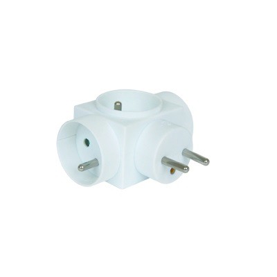 Grounded power strip with 3 round white sockets