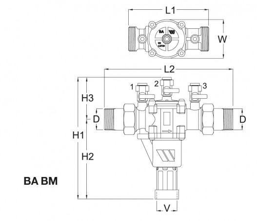WATTS BA-BM DN25 1" (26x34) hydraulic backflow preventer