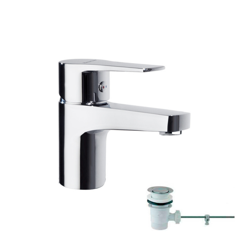 Eéngreeps wastafelmengkraan met afloop, Titanium serie, RAMON SOLER.