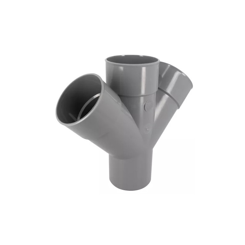 PVC kruis 45°, mannelijk/vrouwelijk, diameter 90mm.