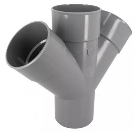 PVC-Kreuz 45°, männlich/weiblich, Durchmesser 90mm.