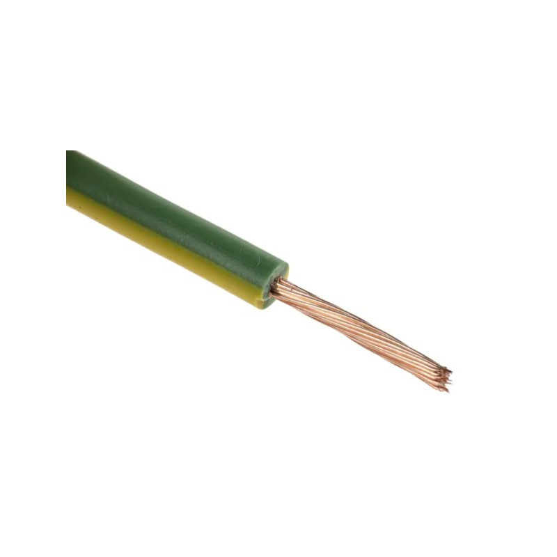 H07 V-U harde kern kabel, 1.5mm2, geel en groen, 25m haspel.