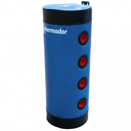 Bouteille de mélange et ballon tampon acier 50 L murale, 8 piquages 1"1/4, chauffage et climatisation