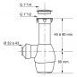 Universal siphon NF for washbasin, hand basin, bidet, and kitchen sink outlet Ø32/40 mm