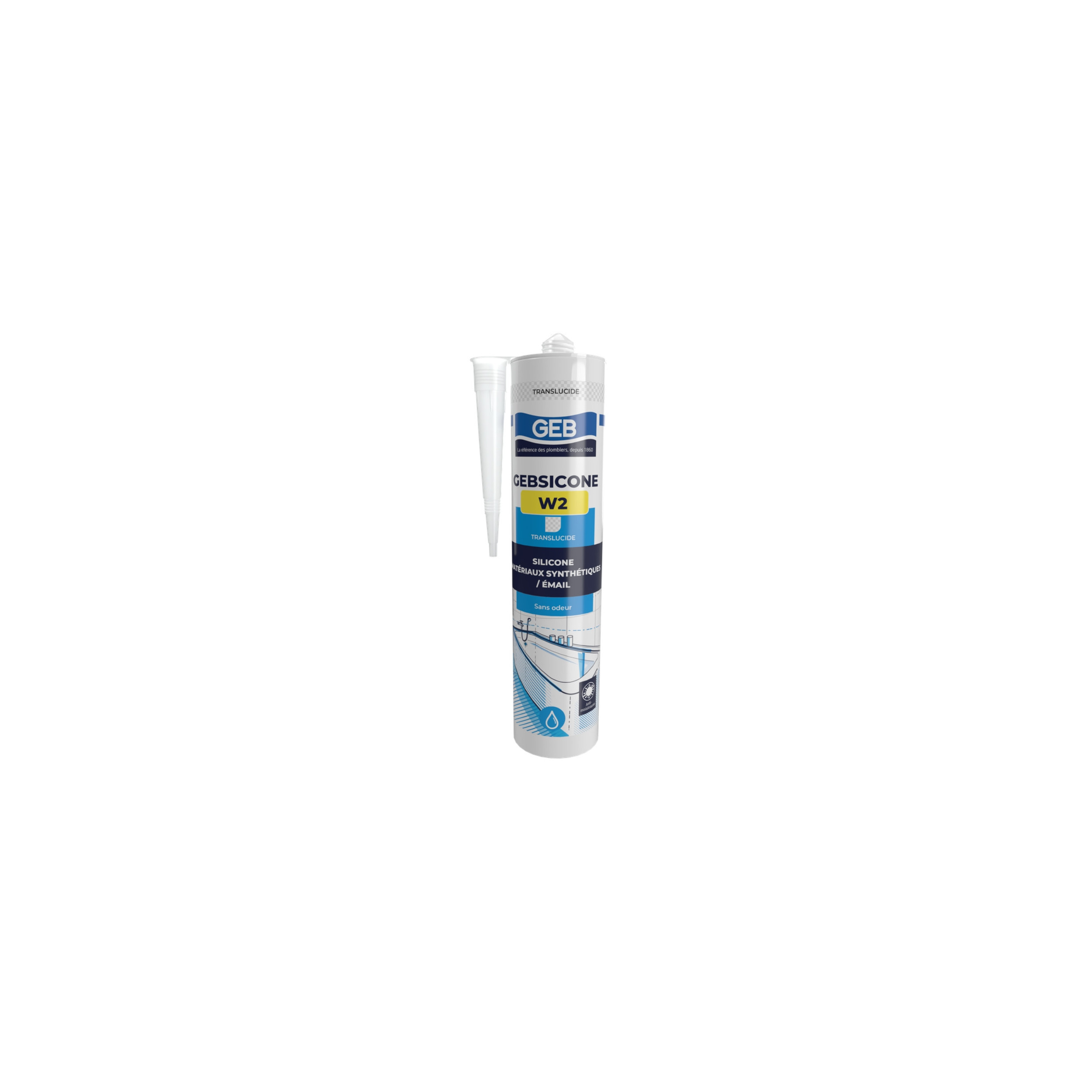 Transparante sanitaire siliconenkit pro Gebsicone W2 cartridge, 310 ml 890502 - Afbeelding 1/6