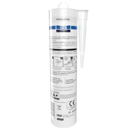 Silicona de sellado sanitario transparente pro Gebsicone W2 cartucho, 310 ml 890502 - Imagen 3/6
