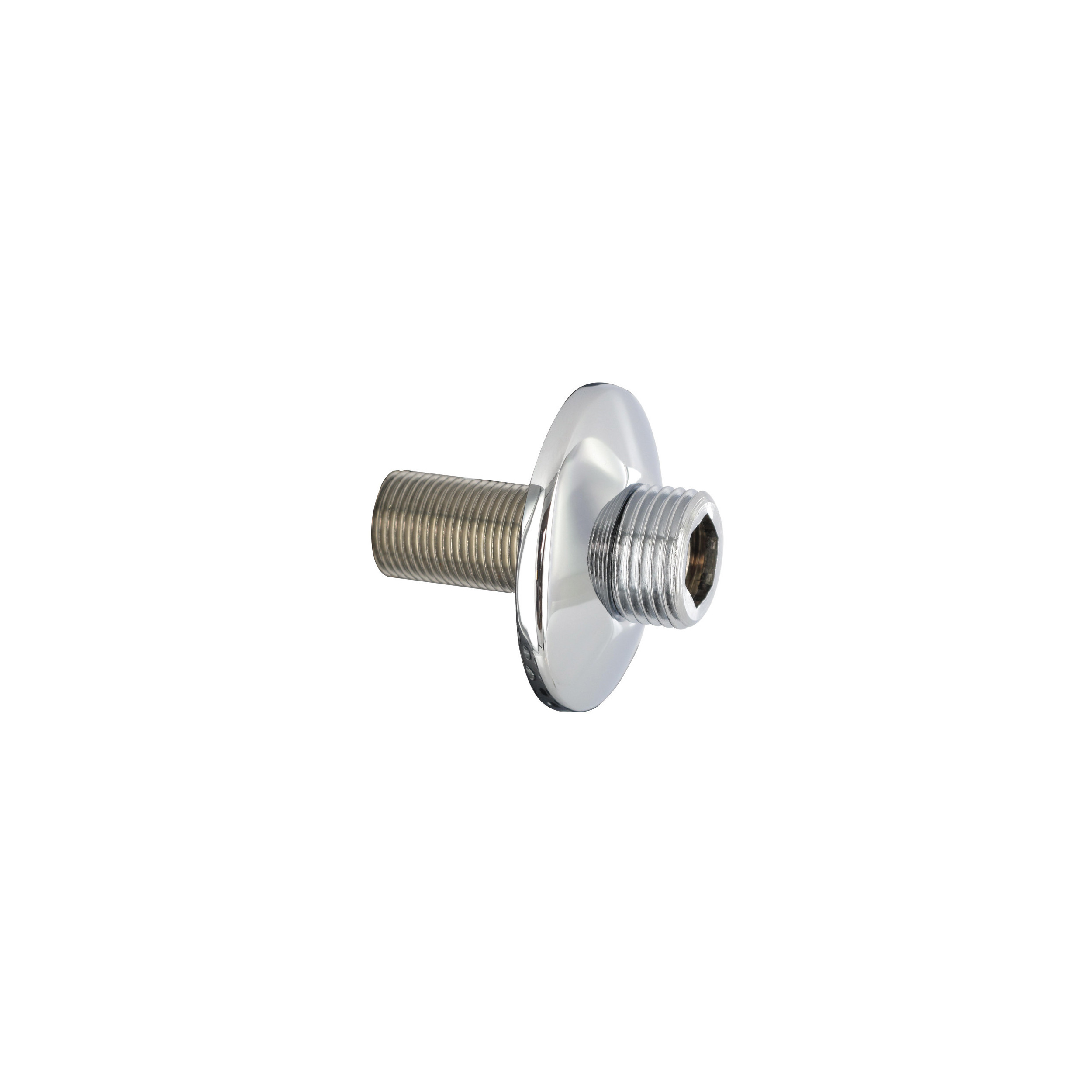 Straight chrome-plated sanitary wall fitting, male 15x21, male 20x27, per pair.