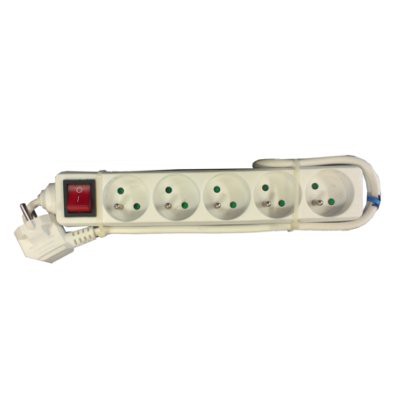 5-socket block white with switch