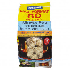 Firelighters, 80 rolls of very long-burning wood wool.