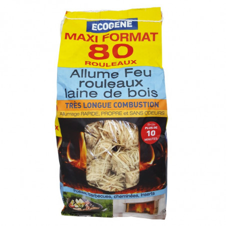 Firelighters, 80 rolls of very long-burning wood wool.