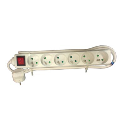 6-socket block white with switch