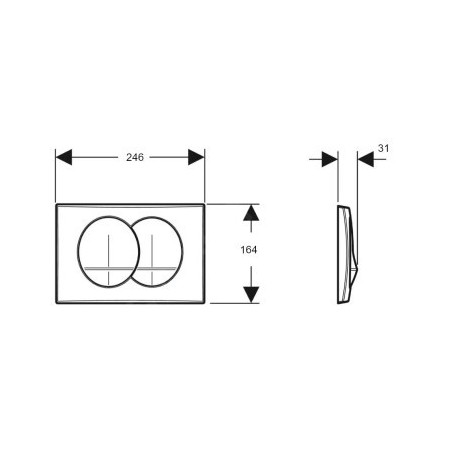 White two-touch control panel for GEBERIT DELTA zero.