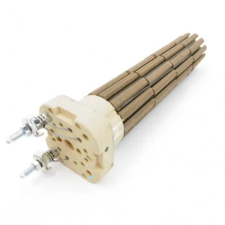 Riscaldatore monofase in steatite da 1800W, diametro 47 mm, lunghezza 325 mm.