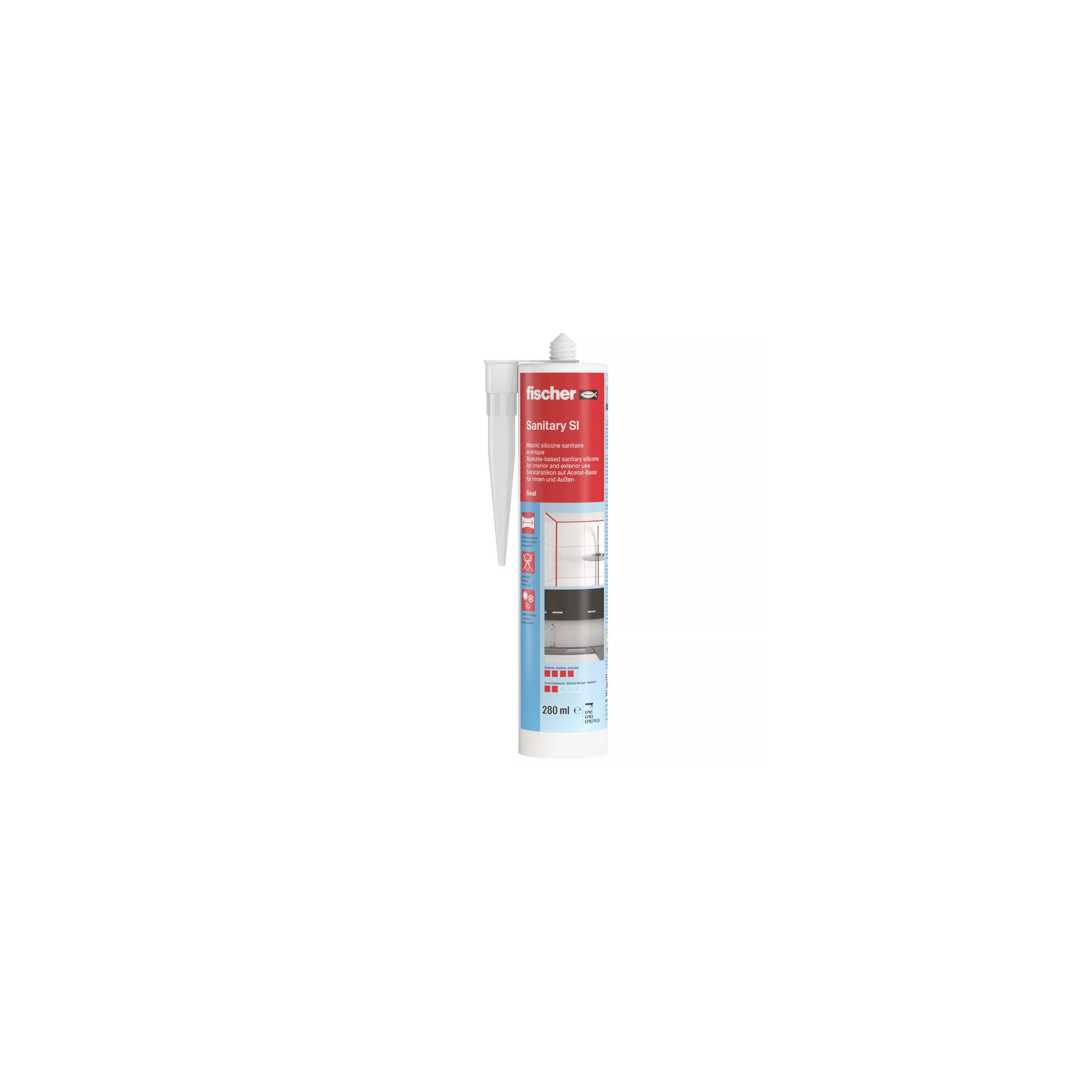 Cartuccia in silicone sanitario bianco con fungicida, 280ml.