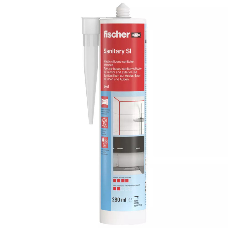 Witte sanitaire siliconen cartridge met schimmelwerend middel, 280ml.