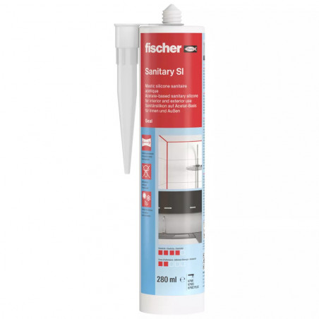 Weiße Sanitär-Silikonkartusche mit Fungizid, 280 ml.